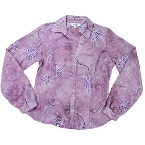 Roper Rodeo Queen V Neck Pearl Snap Button Front Size M